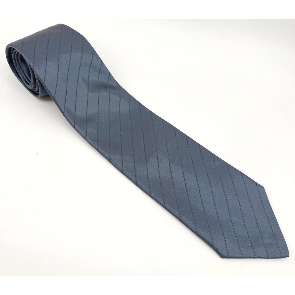 Ermenegildo Zegna Mens Silk Tie Slate Blue Diagonal Stripe Made in Italy